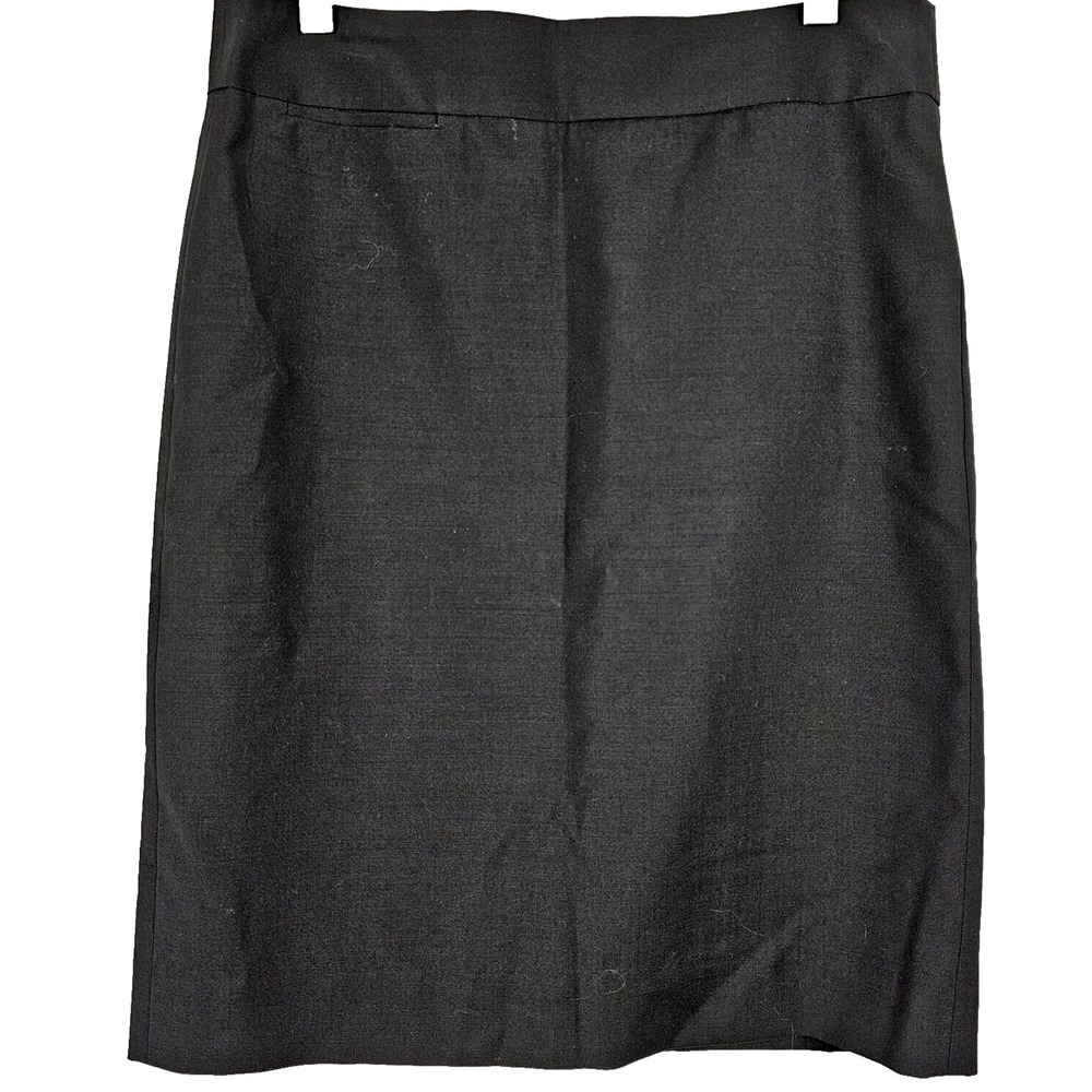 Womens Wool Pencil Skirt 2 Black J Crew Midi Office Workwear Classic Career Slit